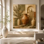 Olive & Terracotta Mosaic Mediterranean Ethnic Wall Art Canvas Print - Image 8