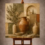 Olive & Terracotta Mosaic Mediterranean Ethnic Wall Art Canvas Print - Image 10