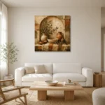 Sand & Terracotta Archway Mediterranean Ethnic Wall Art Canvas Print styled in a refined neutral interior