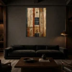 Rust & Indigo Global Textile Wall Art Canvas Print shown in a warm modern interior