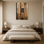Rust & Indigo Global Textile Wall Art Canvas Print showcased in an elegant minimalist interior