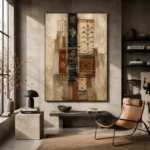 Ivory & Indigo Textile Relic Global Textile Wall Art Canvas Print - Image 3