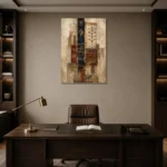 Ivory & Indigo Textile Relic Global Textile Wall Art Canvas Print displayed in a contemporary gallery-inspired room