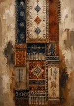 Indigo & Rust Tapestry Global Textile Wall Art Canvas Print