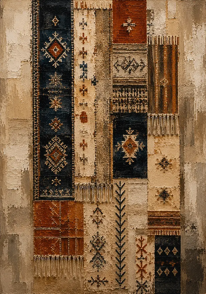 Indigo & Rust Gallery Study Global Textile Wall Art Canvas Print