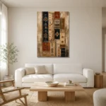 Indigo & Rust Gallery Study Global Textile Wall Art Canvas Print styled in a refined neutral interior