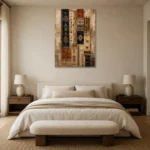 Indigo & Rust Gallery Study Global Textile Wall Art Canvas Print showcased in an elegant minimalist interior