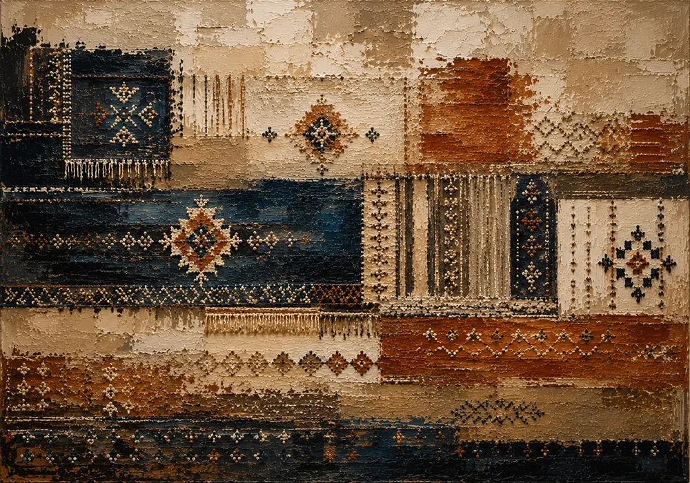Indigo & Rust Heirloom Global Textile Wall Art Canvas Print