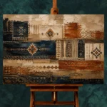 Indigo & Rust Heirloom Global Textile Wall Art Canvas Print - Image 2