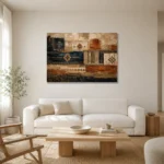 Indigo & Rust Heirloom Global Textile Wall Art Canvas Print styled in a refined neutral interior
