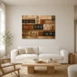 Rust & Indigo Museum Global Textile Wall Art Canvas Print styled in a refined neutral interior