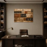 Rust & Indigo Museum Global Textile Wall Art Canvas Print displayed in a contemporary gallery-inspired room