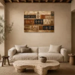 Rust & Indigo Museum Global Textile Wall Art Canvas Print presented in a sophisticated home setting
