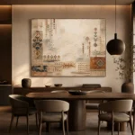 Ivory & Faded Indigo Quiet Luxury Global Textile Wall Art Canvas Print - Image 5