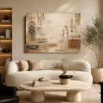 Ivory & Faded Indigo Quiet Luxury Global Textile Wall Art Canvas Print - Image 7