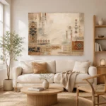 Ivory & Faded Indigo Quiet Luxury Global Textile Wall Art Canvas Print - Image 8
