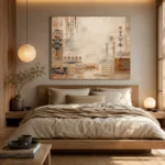 Ivory & Faded Indigo Quiet Luxury Global Textile Wall Art Canvas Print - Image 9