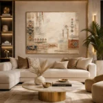 Ivory & Faded Indigo Quiet Luxury Global Textile Wall Art Canvas Print - Image 10