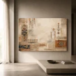 Ivory & Faded Indigo Quiet Luxury Global Textile Wall Art Canvas Print - Image 11