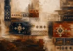 Indigo & Rust Panoramic Global Textile Wall Art Canvas Print