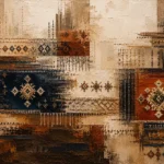 Indigo & Rust Panoramic Global Textile Wall Art Canvas Print