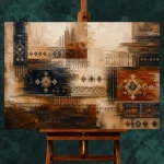Indigo & Rust Panoramic Global Textile Wall Art Canvas Print - Image 2