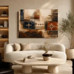 Indigo & Rust Panoramic Global Textile Wall Art Canvas Print - Image 7