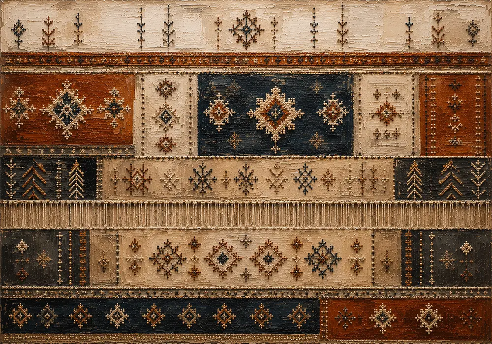 Rust & Indigo Frieze Global Textile Wall Art Canvas Print