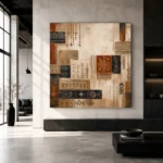 Indigo & Rust Mosaic Global Textile Wall Art Canvas Print - Image 3