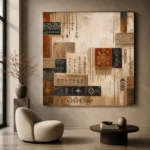 Indigo & Rust Mosaic Global Textile Wall Art Canvas Print - Image 5
