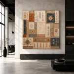 Ivory & Faded Indigo Archive Global Textile Wall Art Canvas Print - Image 3