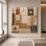 Ivory & Faded Indigo Archive Global Textile Wall Art Canvas Print - Image 4