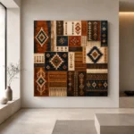 Indigo & Rust Tapestry Global Textile Wall Art Canvas Print - Image 4