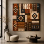 Indigo & Rust Tapestry Global Textile Wall Art Canvas Print - Image 5