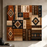 Indigo & Rust Tapestry Global Textile Wall Art Canvas Print - Image 9