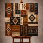 Indigo & Rust Tapestry Global Textile Wall Art Canvas Print - Image 10