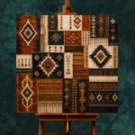 Indigo & Rust Tapestry Global Textile Wall Art Canvas Print - Image 11