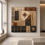 Indigo & Rust Quiet Luxury Global Textile Wall Art Canvas Print - Image 4