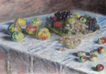 Apples and Grapes by Claude Monet, a kitchen wall art print for refined interiors