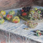 Apples and Grapes by Claude Monet, a kitchen wall art print for refined interiors