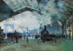 Arrival of the Normandy Train, Gare Saint-Lazare by Claude Monet, an office wall art print for refined interiors