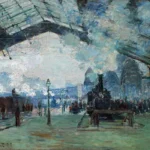Arrival of the Normandy Train, Gare Saint-Lazare by Claude Monet, an office wall art print for refined interiors