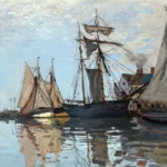 Bateaux dans le port de Honfleur by Claude Monet, a living room wall art print for refined interiors