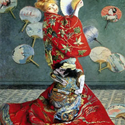 Camille Monet In Japanese Costume by Claude Monet, a living room wall art print for refined interiors