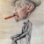 Caricature of a Man with a Big Cigar by Claude Monet, a living room wall art print for refined interiors