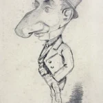 Caricature of a Man with a Large Nose by Claude Monet, a living room wall art print for refined interiors