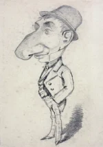Caricature of a Man with a Large Nose by Claude Monet, a living room wall art print for refined interiors