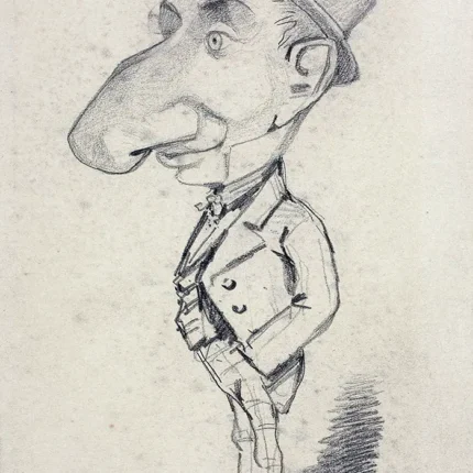 Caricature of a Man with a Large Nose by Claude Monet, a living room wall art print for refined interiors