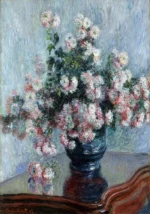 Chrysanthemums by Claude Monet, a kitchen wall art print for refined interiors
