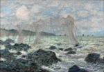 Fishing nets at Pourville by Claude Monet, a living room wall art print for refined interiors